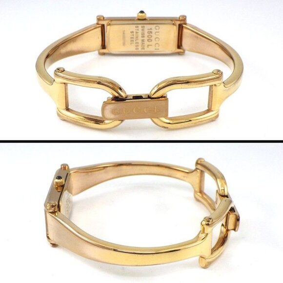 Gucci Watch Bangle Rectangular 1 Point Diamond GG Pattern White - Picture 3 of 10